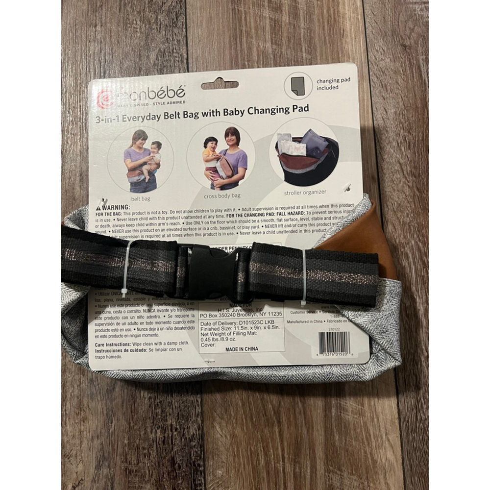 NEW Monbebe Baby Bag One Size Brown Gray 3-in-1 Everyday Belt Bag - Picture 7 of 7